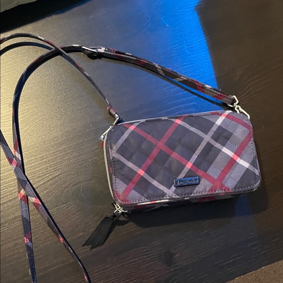 Vera Bradley Handbags - Vera Bradley Crossbody Bag - Red and Gray Plaid (Gently Used)